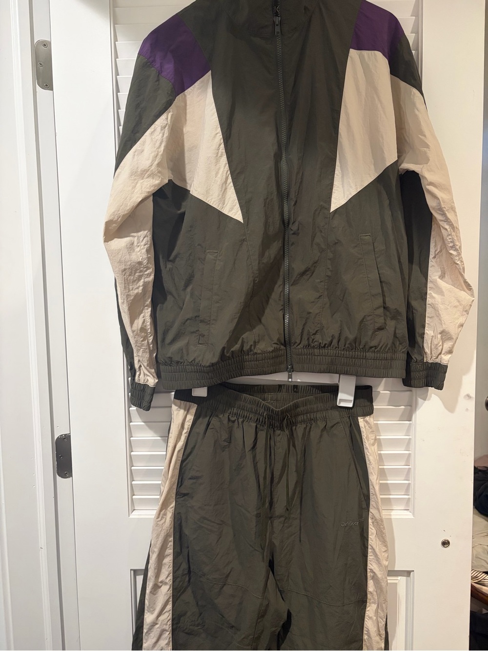 Outdoor Voices Olive Green Colorblock Windbreaker Jacket and Pants